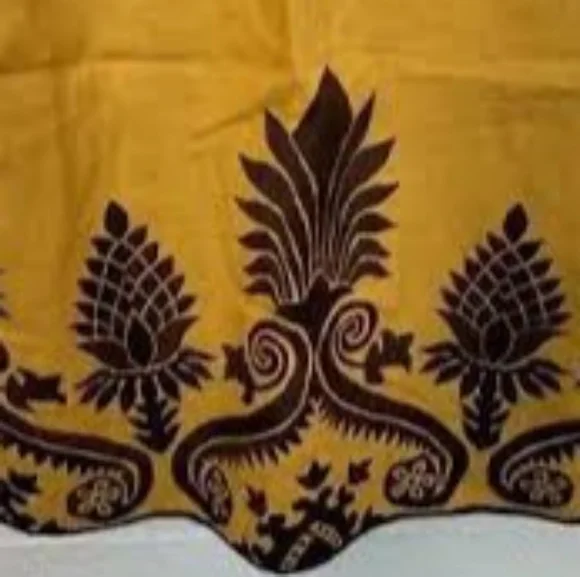 $2,500 OSCAR DE LA RENTA EXQUIS SILK LINEN MARIGOLD RUNWAY SKIRT US M